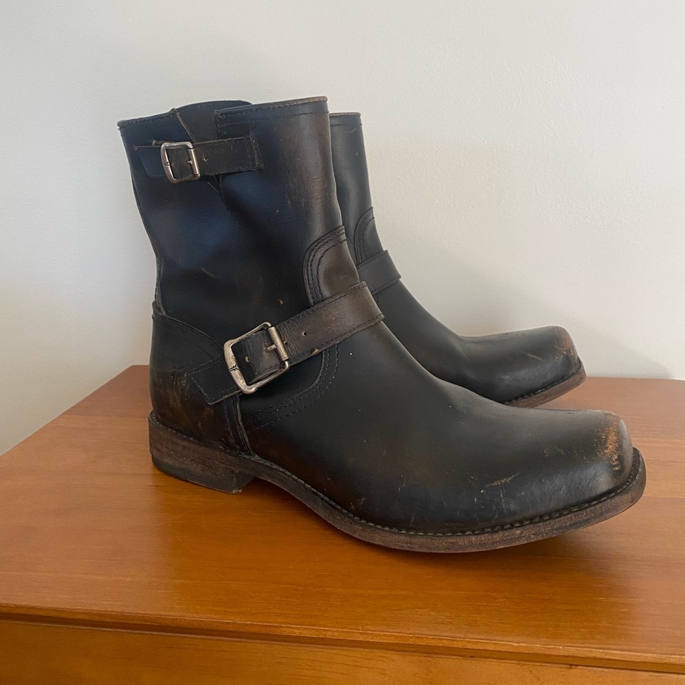 Vintage Frye Moto Harness Boots in Black | Men SZ 10 / Women SZ 12